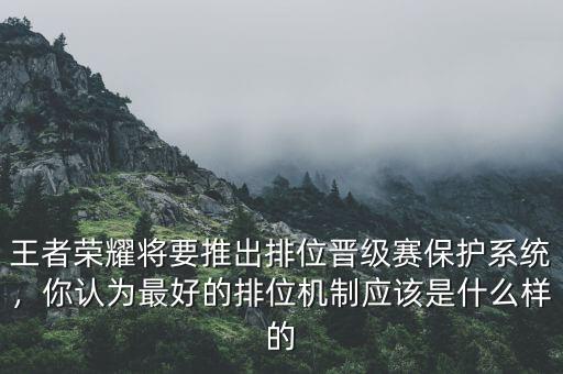 王者榮耀將要推出排位晉級賽保護系統(tǒng)，你認為最好的排位機制應(yīng)該是什么樣的