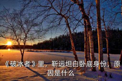 《破冰者》里，靳遠(yuǎn)坦白臥底身份，原因是什么
