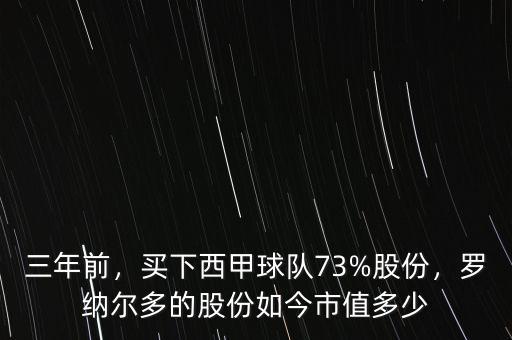 三年前，買下西甲球隊(duì)73%股份，羅納爾多的股份如今市值多少