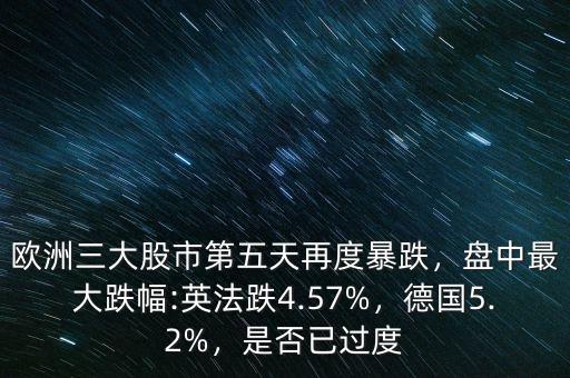 歐洲三大股市第五天再度暴跌，盤(pán)中最大跌幅:英法跌4.57%，德國(guó)5.2%，是否已過(guò)度
