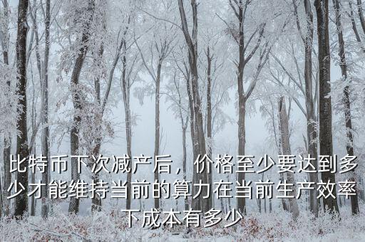 比特幣下次減產(chǎn)后，價格至少要達到多少才能維持當前的算力在當前生產(chǎn)效率下成本有多少