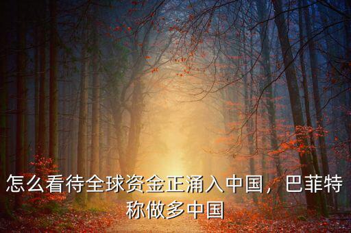 怎么看待全球資金正涌入中國，巴菲特稱做多中國