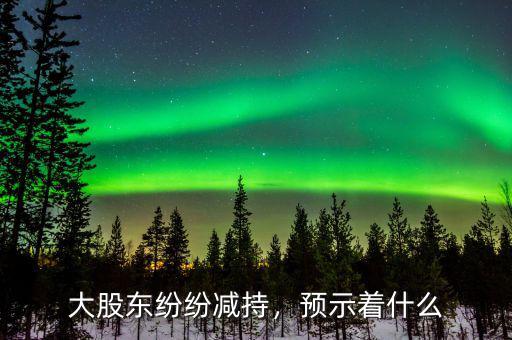 大股東紛紛減持，預(yù)示著什么