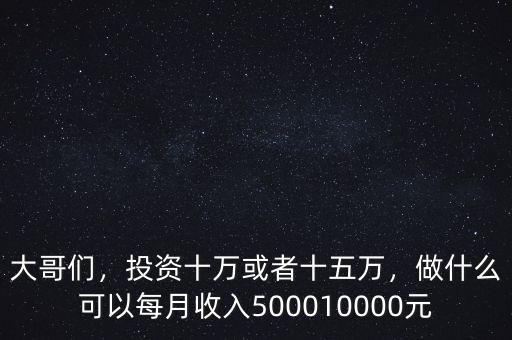 大哥們，投資十萬(wàn)或者十五萬(wàn)，做什么可以每月收入500010000元