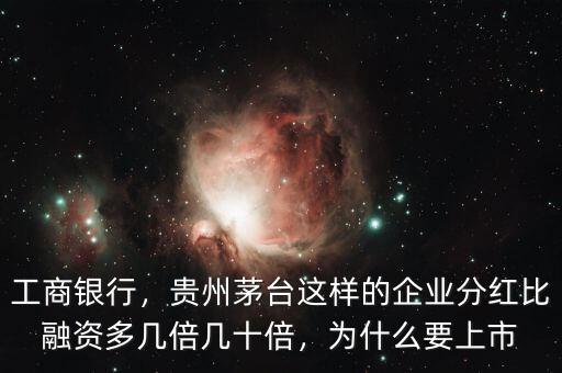 工商銀行，貴州茅臺(tái)這樣的企業(yè)分紅比融資多幾倍幾十倍，為什么要上市