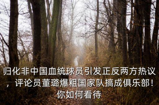 歸化非中國(guó)血統(tǒng)球員引發(fā)正反兩方熱議，評(píng)論員董璐爆粗國(guó)家隊(duì)搞成俱樂(lè)部！你如何看待