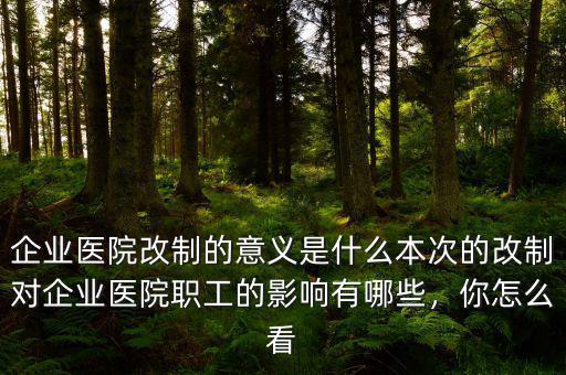 企業(yè)醫(yī)院是怎么改制的,企業(yè)醫(yī)院改制