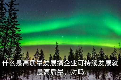 什么是高質(zhì)量發(fā)展搞企業(yè)可持續(xù)發(fā)展就是高質(zhì)量，對(duì)嗎