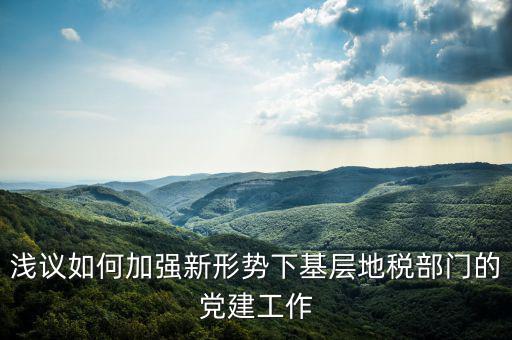 淺議如何加強(qiáng)新形勢(shì)下基層地稅部門(mén)的黨建工作