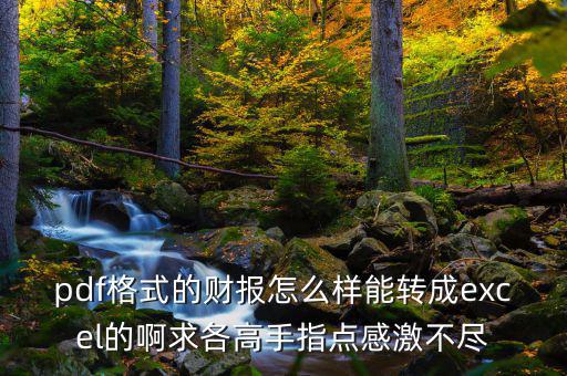 什么是財(cái)報(bào)自動(dòng)轉(zhuǎn)換工具，pdf格式的財(cái)報(bào)怎么樣能轉(zhuǎn)成excel的啊求各高手指點(diǎn)感激不盡