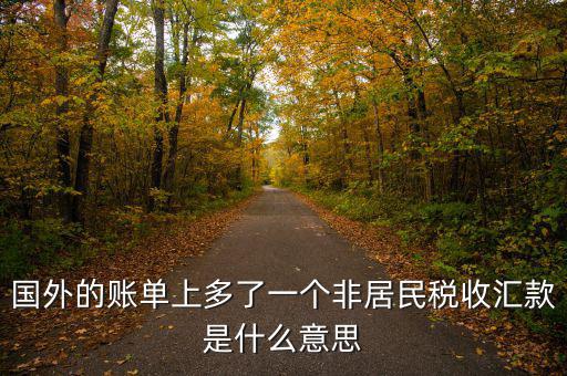 國(guó)外的賬單上多了一個(gè)非居民稅收匯款是什么意思