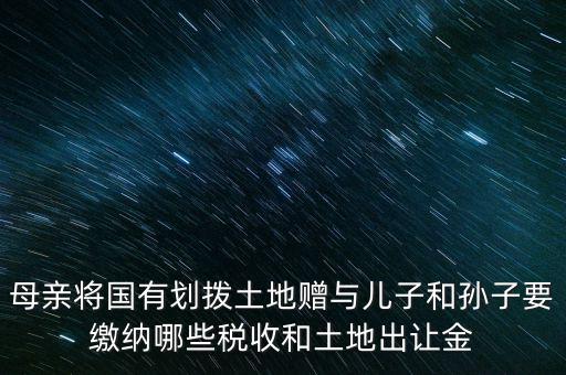 土地贈送要交什么稅，母親將國有劃撥土地贈與兒子和孫子要繳納哪些稅收和土地出讓金