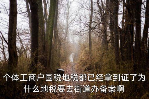 為什么要到國稅地稅備案，個體工商戶國稅地稅都已經(jīng)拿到證了為什么地稅要去街道辦備案啊