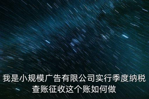 我是小規(guī)模廣告有限公司實(shí)行季度納稅查賬征收這個賬如何做