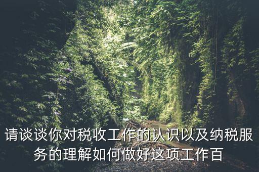 請談?wù)勀銓Χ愂展ぷ鞯恼J(rèn)識以及納稅服務(wù)的理解如何做好這項(xiàng)工作百