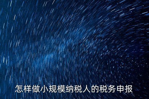 小規(guī)模納稅人水利基金如何申報，怎樣做小規(guī)模納稅人的稅務申報