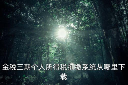 金三個(gè)稅申報(bào)系統(tǒng)如何下載，金稅三期個(gè)人所得稅扣繳系統(tǒng)從哪里下載