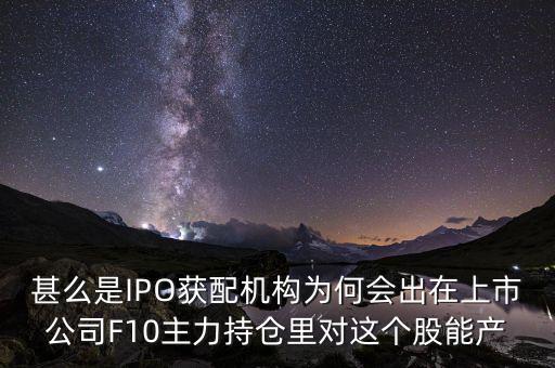 ipo獲配機構(gòu)什么意思，ipo配售是什么意思