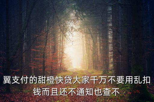 甜橙快貸資源未找到是什么意思，翼支付的甜橙快貸大家千萬(wàn)不要用亂扣錢而且還不通知也查不