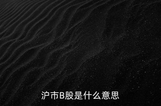 滬深b股是什么意思，滬市B股是什么意思