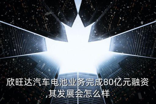 欣旺達(dá)汽車電池業(yè)務(wù)完成80億元融資,其發(fā)展會(huì)怎么樣
