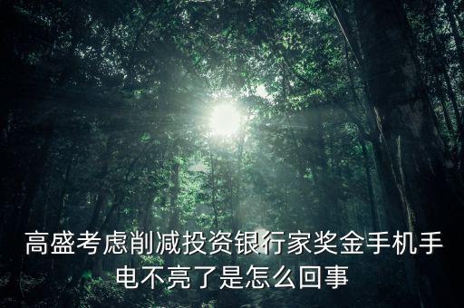 高盛考慮削減投資銀行家獎金手機手電不亮了是怎么回事