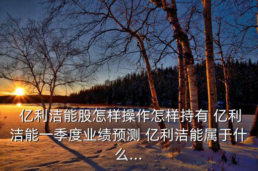  億利潔能股怎樣操作怎樣持有 億利潔能一季度業(yè)績預測 億利潔能屬于什么...