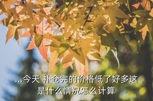 ...今天 補(bǔ)倉完的價(jià)格低了好多這是什么情況怎么計(jì)算