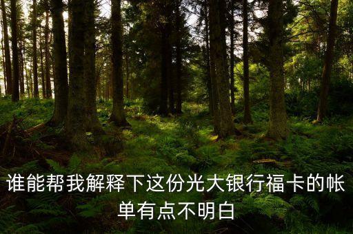 光大的賬單明細都什么意思，誰能幫我解釋下這份光大銀行福卡的帳單有點不明白
