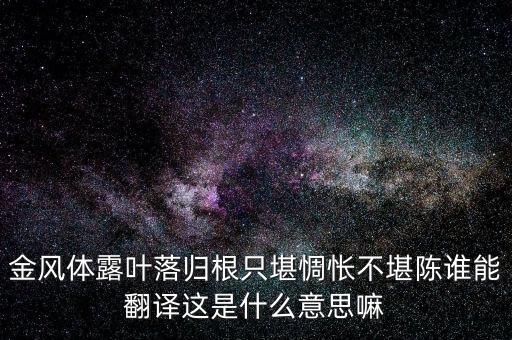 金風(fēng)體露葉落歸根只堪惆悵不堪陳誰(shuí)能翻譯這是什么意思嘛