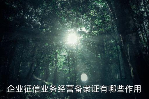 企業(yè)征信業(yè)務(wù)經(jīng)營備案證有什么用，中國人民銀行機構(gòu)信用代碼證有什么作用