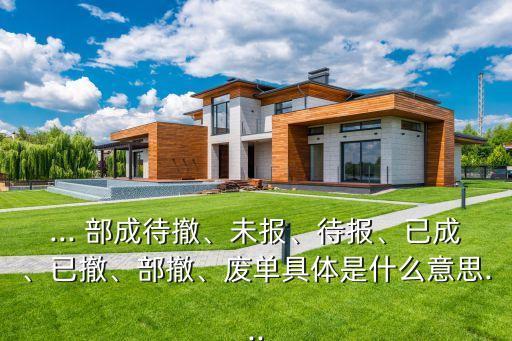 ... 部成待撤、未報、待報、已成、已撤、部撤、廢單具體是什么意思...