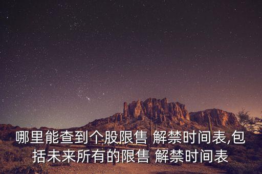 哪里能查到個(gè)股限售 解禁時(shí)間表,包括未來所有的限售 解禁時(shí)間表