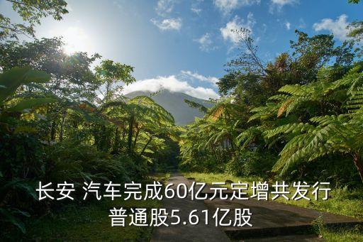  長安 汽車完成60億元定增共發(fā)行普通股5.61億股