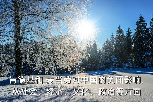 肯德基和 麥當(dāng)勞對(duì)中國(guó)的負(fù)面影響,從社會(huì)、經(jīng)濟(jì)、文化、政治等方面